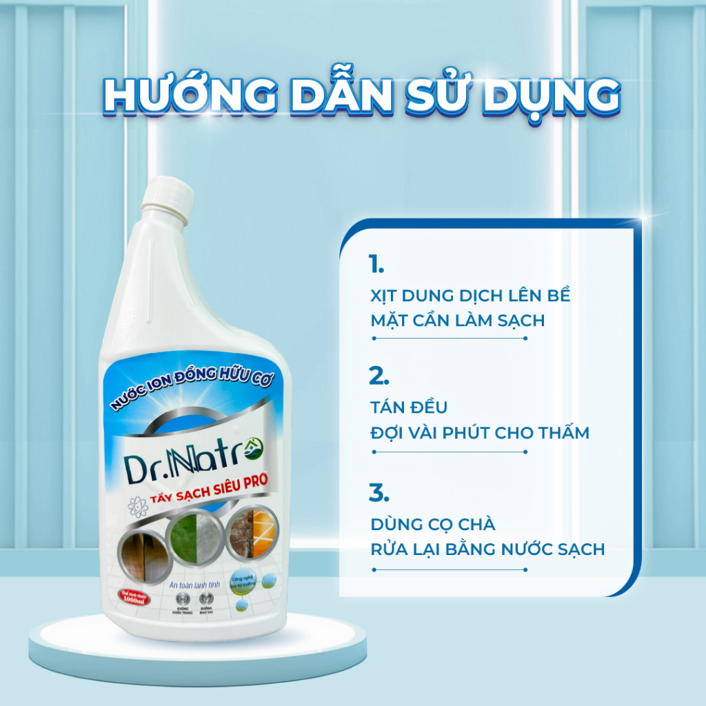 DrNatro Nước ion Đồng Hữu Cơ 1000Ml - Tẩy bề mặt gach dơ bẩn rong rêu , cặn canxi tặng cước tím và chà nhám | BigBuy360 - bigbuy360.vn