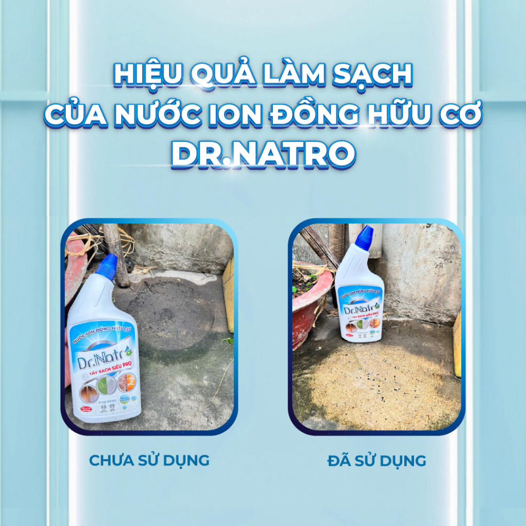 DrNatro Nước ion Đồng Hữu Cơ 1000Ml - Tẩy bề mặt gach dơ bẩn rong rêu , cặn canxi tặng cước tím và chà nhám | BigBuy360 - bigbuy360.vn