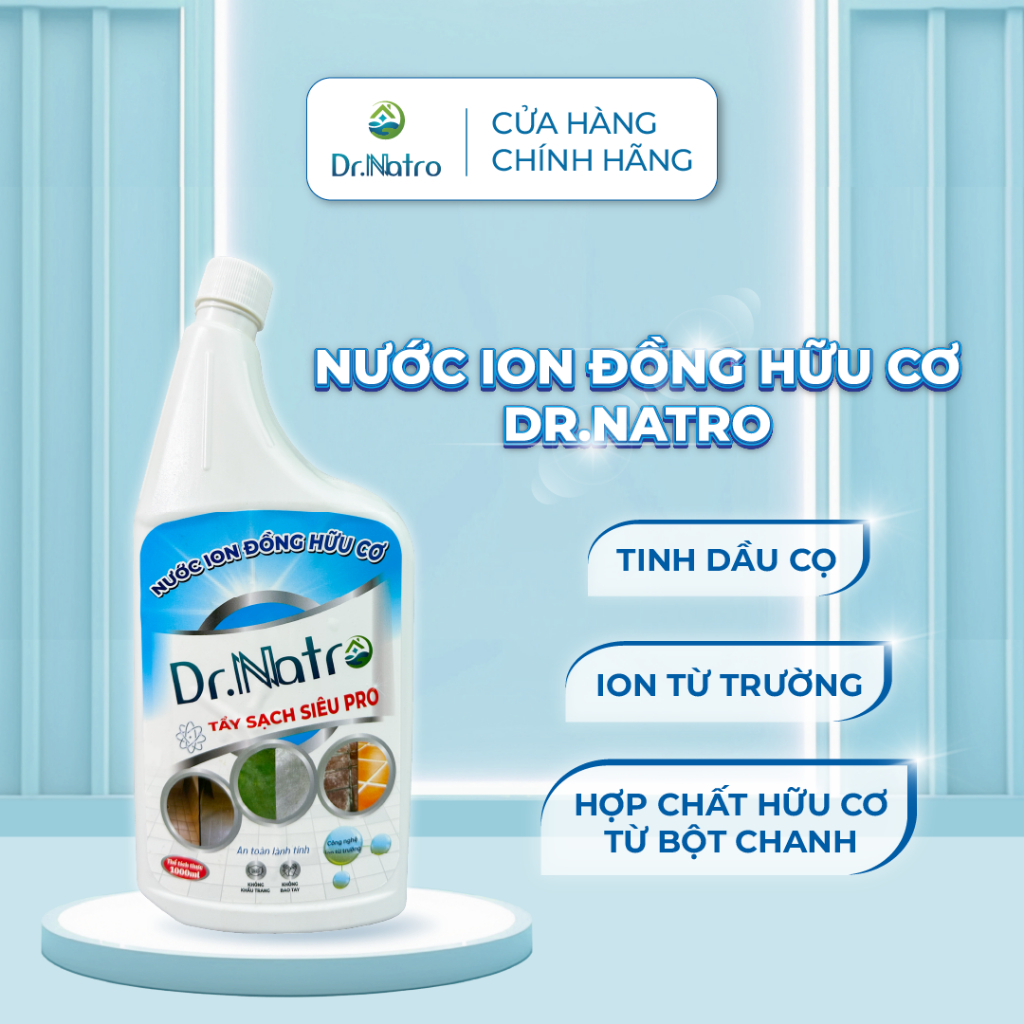 DrNatro Nước ion Đồng Hữu Cơ 1000Ml - Tẩy bề mặt gach dơ bẩn rong rêu , cặn canxi tặng cước tím và chà nhám | BigBuy360 - bigbuy360.vn