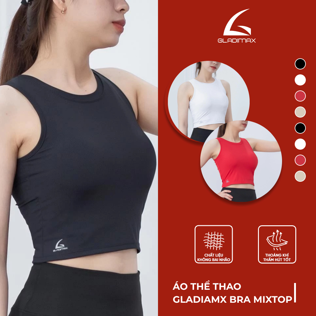 Áo Bra Tập Gym Yoga Thời trang Hottrend Gladimax, Áo Bra Thể Thao Dáng Croptop Ôm Người Tôn Dáng