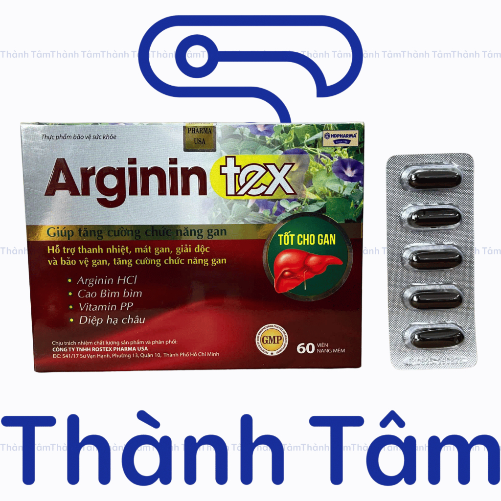 Viên uống ARGININ TEX ĐỎ hỗ trợ giải độc gan, thanh nhiệt, mát gan - Hộp 60 viên