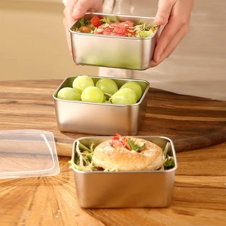 Combo 5 Hộp đựng thực phẩm inox 304 an toàn chống gỉ kèm nắp nhựa dùng được cho lò vi sóng