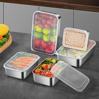 Combo 5 Hộp đựng thực phẩm inox 304 an toàn chống gỉ kèm nắp nhựa dùng được cho lò vi sóng