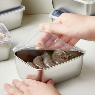 Combo 5 Hộp đựng thực phẩm inox 304 an toàn chống gỉ kèm nắp nhựa dùng được cho lò vi sóng