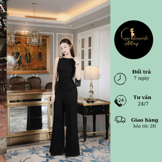 Set áo sát nách chiết eo mix quần suông Eva hamichi