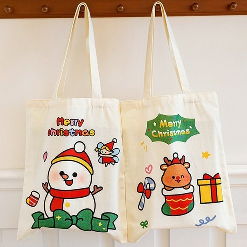 TÚI TOTE VẢI BỐ ĐEO VAI CANVAS NOEL có khóa kéo - Túi vải canvas giáng sinh Merry Christmas đựng vừa A4 laptop tota0250