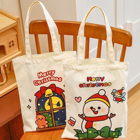 TÚI TOTE VẢI BỐ ĐEO VAI CANVAS NOEL có khóa kéo - Túi vải canvas giáng sinh Merry Christmas đựng vừa A4 laptop tota0250