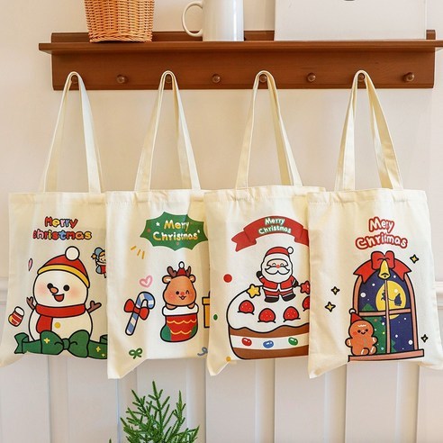 TÚI TOTE VẢI BỐ ĐEO VAI CANVAS NOEL có khóa kéo - Túi vải canvas giáng sinh Merry Christmas đựng vừa A4 laptop tota0250