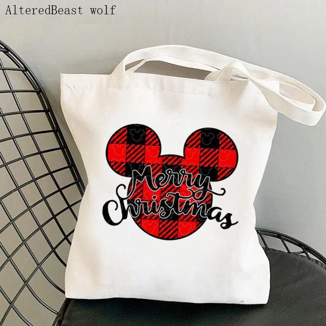 Túi tote Merry Christmas giáng sinh có khóa kéo - Túi vải canvas trắng kem đựng vừa A4 laptop 35x40cm tota0252