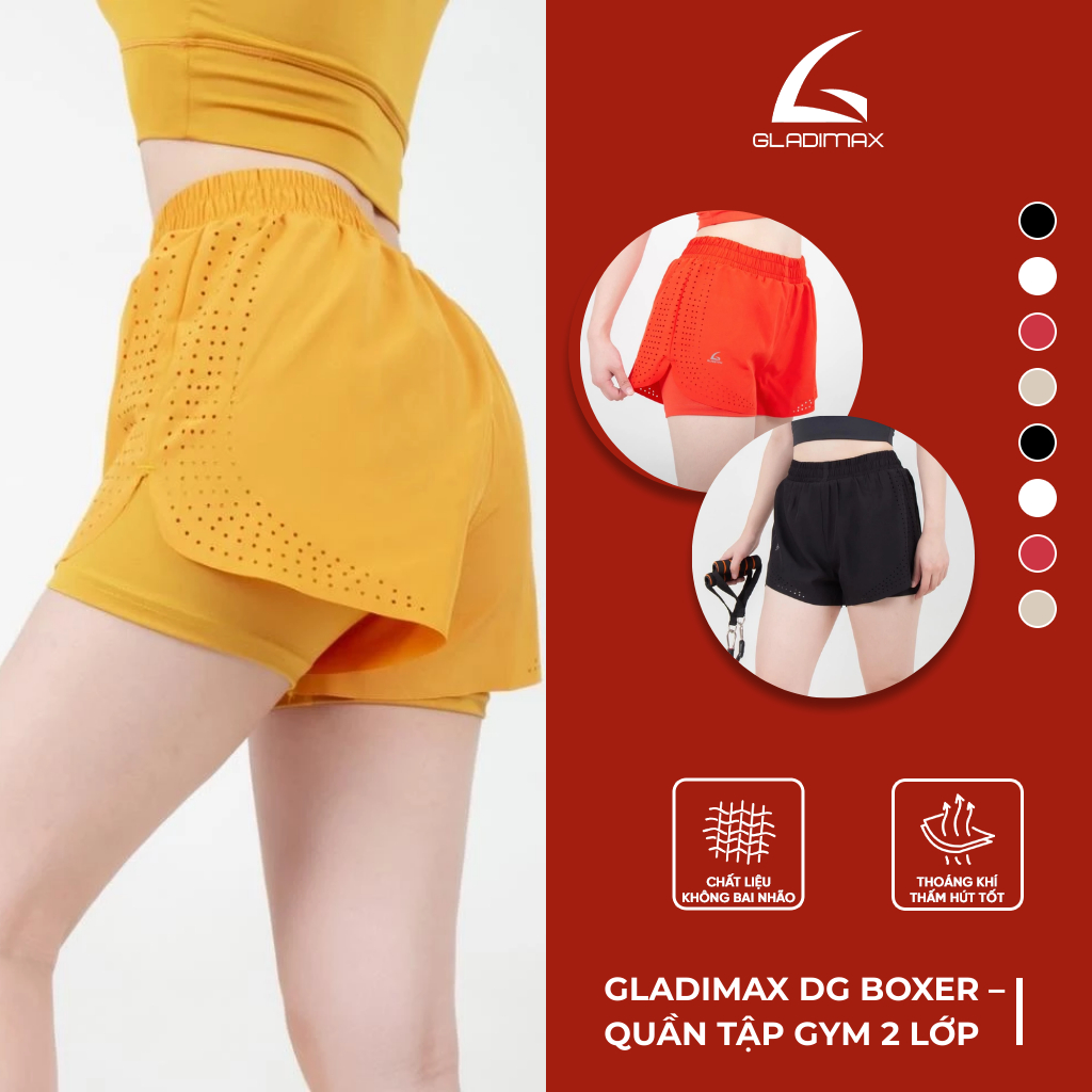 Quần Tập Đùi Gym Nữ 2 Lớp Thời Trang Hottrend Gladimax, Quần Thể Thao Tập Gym Yoga Chạy Bộ hoáng Mát Ôm Chắc
