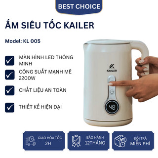 Ấm Siêu Tốc Kailer KL 005 1.7L, Công suất 2200W,Màn hình LED thông minh,Chức năng giữ nhiệt,Tiện lợi