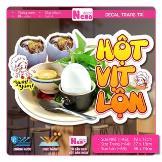 Decal Trang Trí Hột Vịt Lộn, Tranh Dán Quán Ăn, Cà Phê, Dán Tường, Tủ, Kính, Xe Đẩy - Sticker Chịu Được Mưa Nắng.