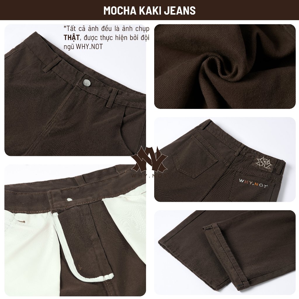 WHY.NOT - Quần Jeans Nam Ống Suông Rộng Màu Trắng - Quần Kaki Jean Trắng Kem- IVORY WHITE KAKI DENIM