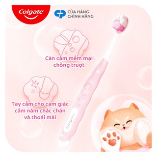 [HB Gift] Bàn chải Colgate cho bé 5+ tuổi Fluffy Paw họa tiết thú cưng đáng yêu, lông chải siêu mềm