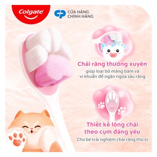[HB Gift] Bàn chải Colgate cho bé 5+ tuổi Fluffy Paw họa tiết thú cưng đáng yêu, lông chải siêu mềm