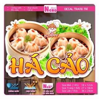 Decal Trang Trí Há Cảo, Tranh Dán Quán Ăn, Cà Phê, Dán Tường, Tủ, Kính, Xe Đẩy - Sticker Loại 1 Chịu Được Mưa Nắng.