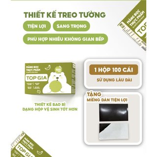 Màng bọc thực phẩm TOPGIA hộp 100 cái treo tường tiện lợi, chất liệu an toàn cho thực phẩm chun co dãn