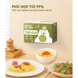 Màng bọc thực phẩm TOPGIA hộp 100 cái treo tường tiện lợi, chất liệu an toàn cho thực phẩm chun co dãn