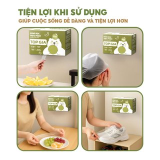 Màng bọc thực phẩm TOPGIA hộp 100 cái treo tường tiện lợi, chất liệu an toàn cho thực phẩm chun co dãn