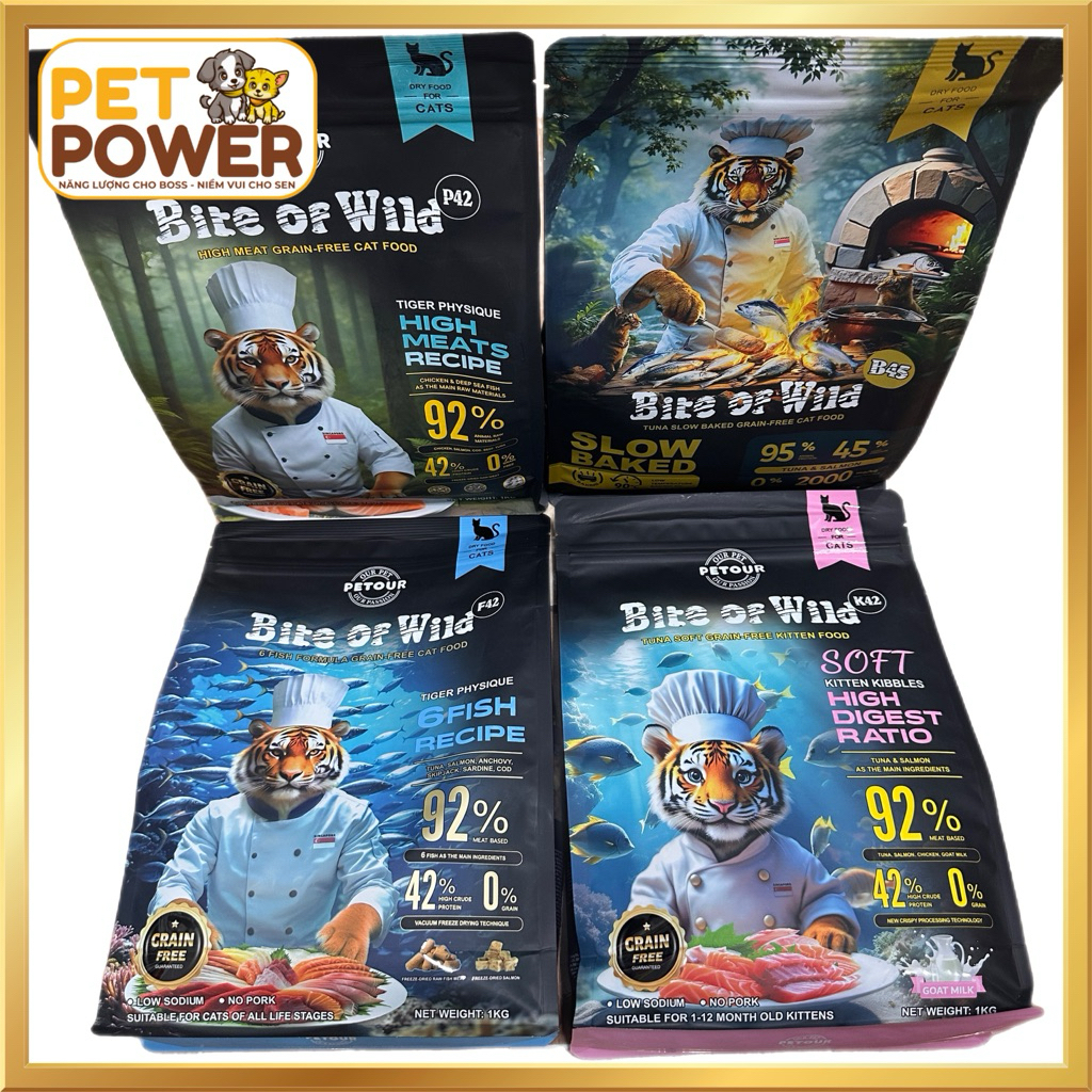 Hạt Mèo Bite Of Wild 1kg – Thức Ăn Cao Cấp, 42% Protein, Không Ngũ Cốc, Thịt Gà & Cá Biển Sâu – Dành Cho Mọi Lứa Tuổi