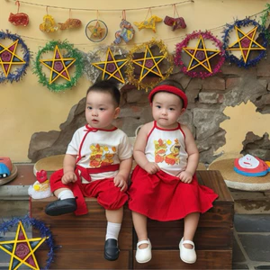 SẴN SHIP- Tặng Quạt Mo Set Chú Cuội - Chị Hằng tết Trung Thu cho bé trai, bé gái đi học, đi chơi phù hợp bé 7-17kg