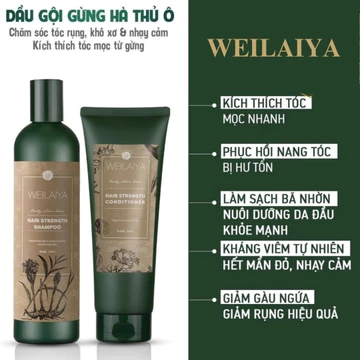 Cặp Dầu Gội Gừng Weilaiya Hà Thủ Ô 400ml + Combo Gội Xả Gừng Hà Thủ Ô 250ml Kích Thích Mọc Tóc