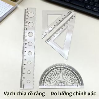 Bộ 4 thước kẻ hoạt hình dễ thương Bộ thước kẻ học sinh Thước tam giác thước đo góc Dụng cụ học tập.