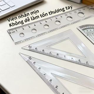 Bộ 4 thước kẻ hoạt hình dễ thương Bộ thước kẻ học sinh Thước tam giác thước đo góc Dụng cụ học tập.