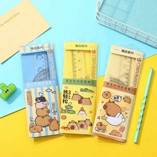 Bộ 4 thước kẻ hoạt hình dễ thương Bộ thước kẻ học sinh Thước tam giác thước đo góc Dụng cụ học tập.