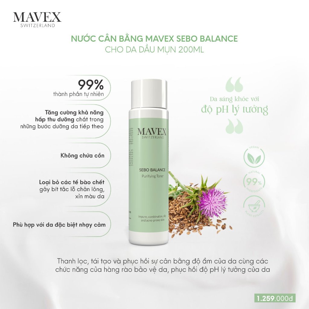 Nước cân bằng Mavex Sebo Balance cho da dầu mụn 200ML