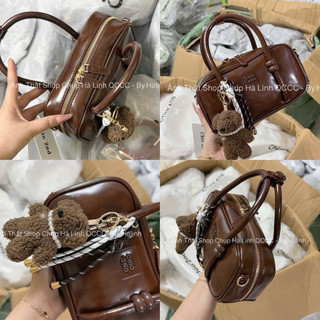 CHIO2ND - Tặng Charm - Túi Đeo Chéo Dáng Hộp Quai Vòm Nâu vintage CO-09#