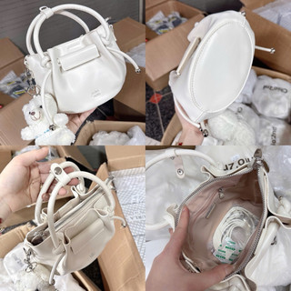 Chio2nd - Tặng Charm - Túi chio làn trắng Nhún miệng siêu xinh tặng kèm gấu cute size 18cm (Ko hộp)