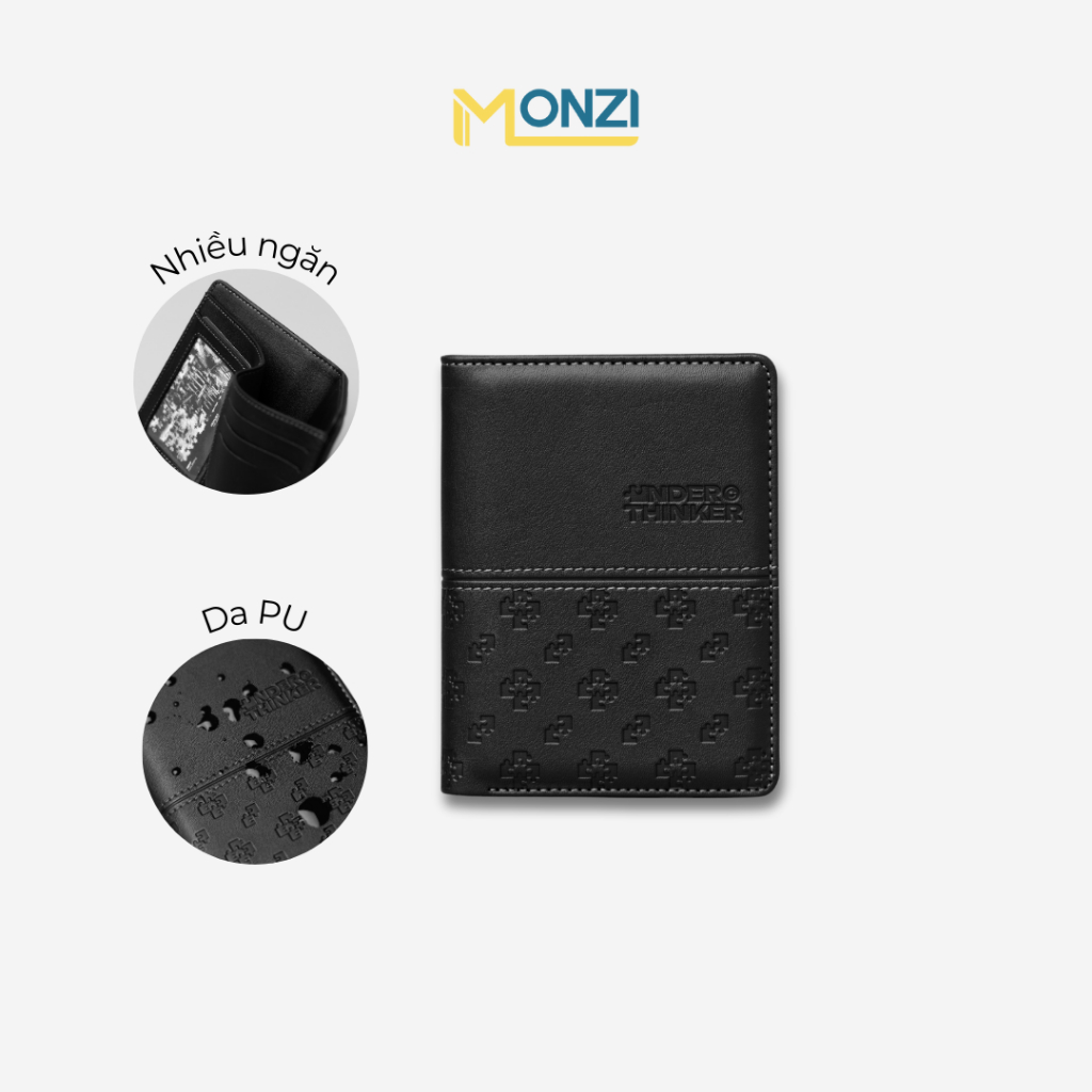 Ví Da PU Đứng Monogram RIONA Nam Nữ Bóp Đựng Tiền Thẻ Nhiều Ngăn | MONZI