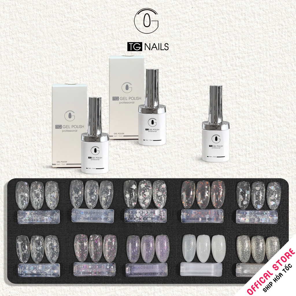 Sơn gel nhũ lấp lánh thương hiệu TG cọ tròn chai 10g