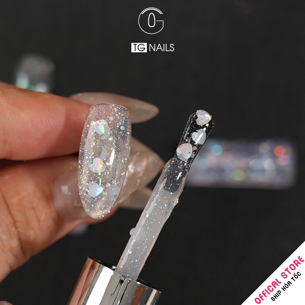 Sơn gel nhũ lấp lánh thương hiệu TG cọ tròn chai 10g