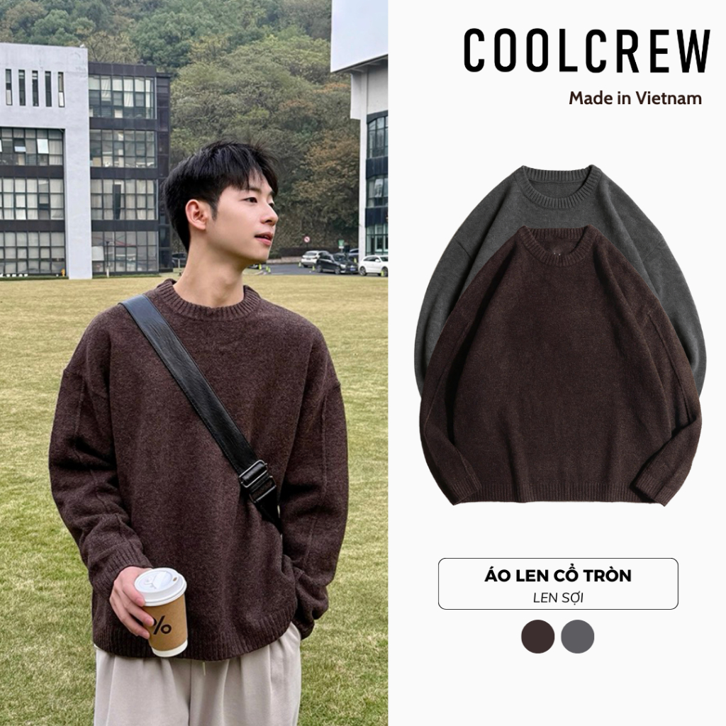 Áo Len Sợi Dệt 𝐂𝐎𝐎𝐋𝐂𝐑𝐄𝐖 Cổ Tròn Dày Dặn Ấm Áp Mùa Đông ALD 02 ALD060