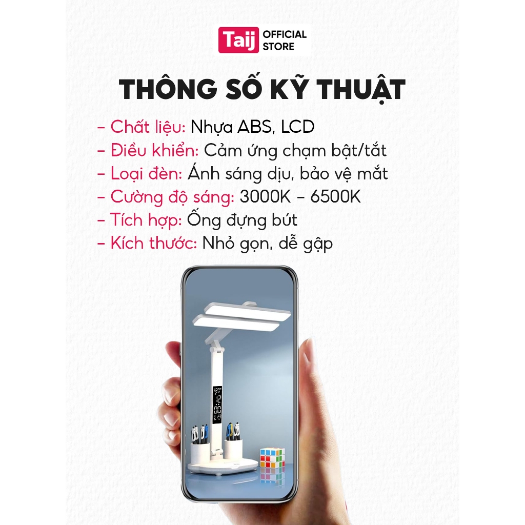 Đèn Học Để Bàn, Đèn Học Chống Cận Cho Bé Có Tích Điện, Có Đèn LED 3 Chế Độ Sáng, 2 Bóng Chéo