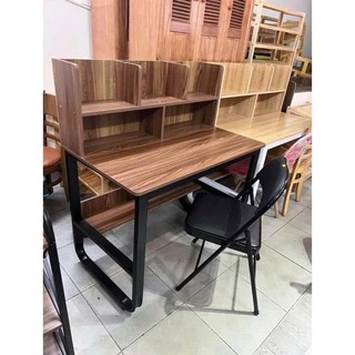 Bàn học kèm giá sách EcoWood, chân sắt chữ U sơn tĩnh điện, mặt gỗ MDF phủ Melamine chống thấm chống xước