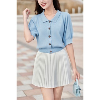 Áo Len Nữ Croptop Cài Cúc,Tay Bồng Vienne Tran O61W25Q007