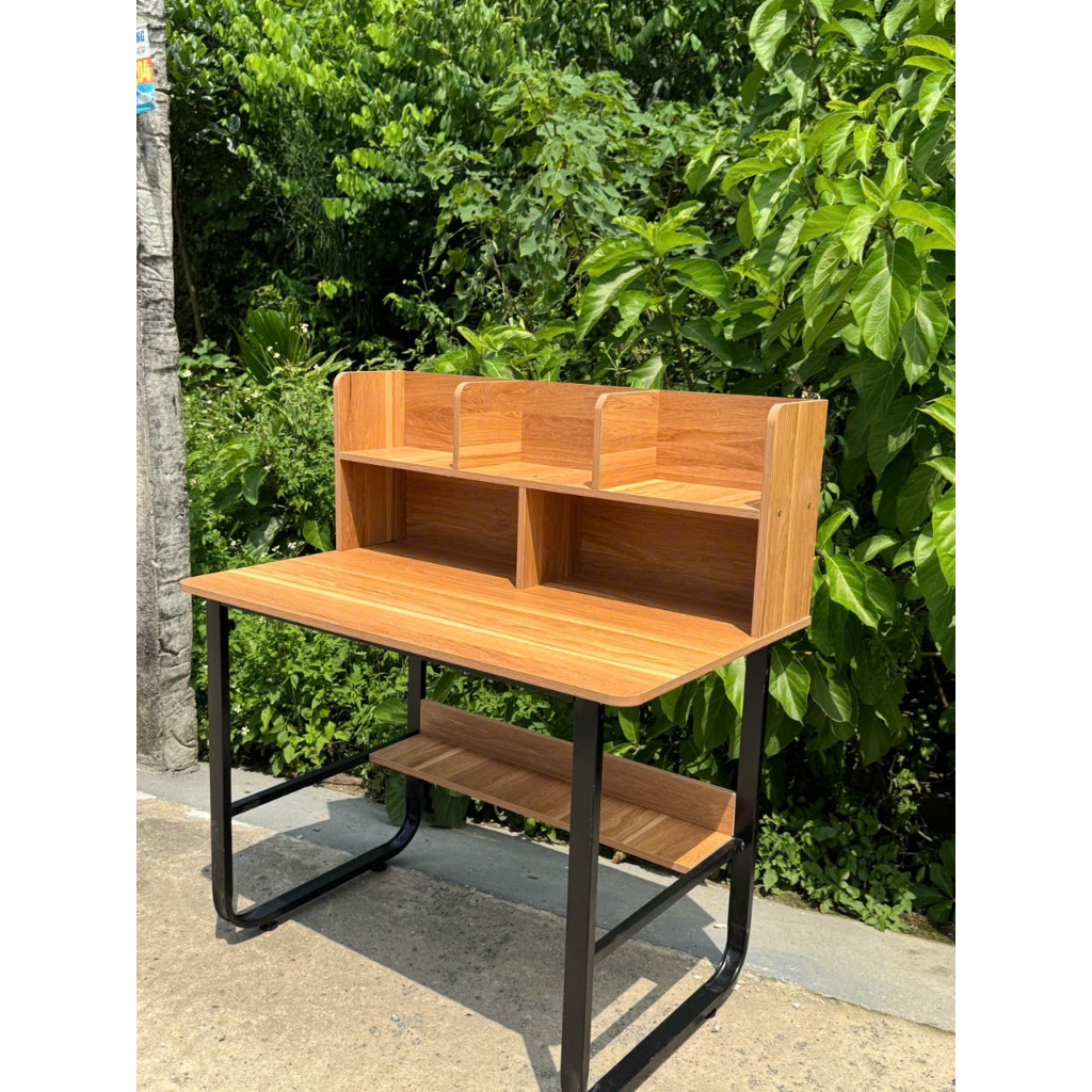 Bàn học kèm giá sách FOREST HOME, chân sắt chữ U sơn tĩnh điện, mặt gỗ MDF phủ Melamine chống thấm chống xước