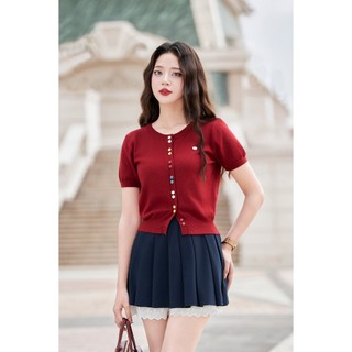 Chân Váy Tennis Phối Ren, Chân Váy Xếp Ly Dáng Ngắn VIEN TRAN O62L25Q005