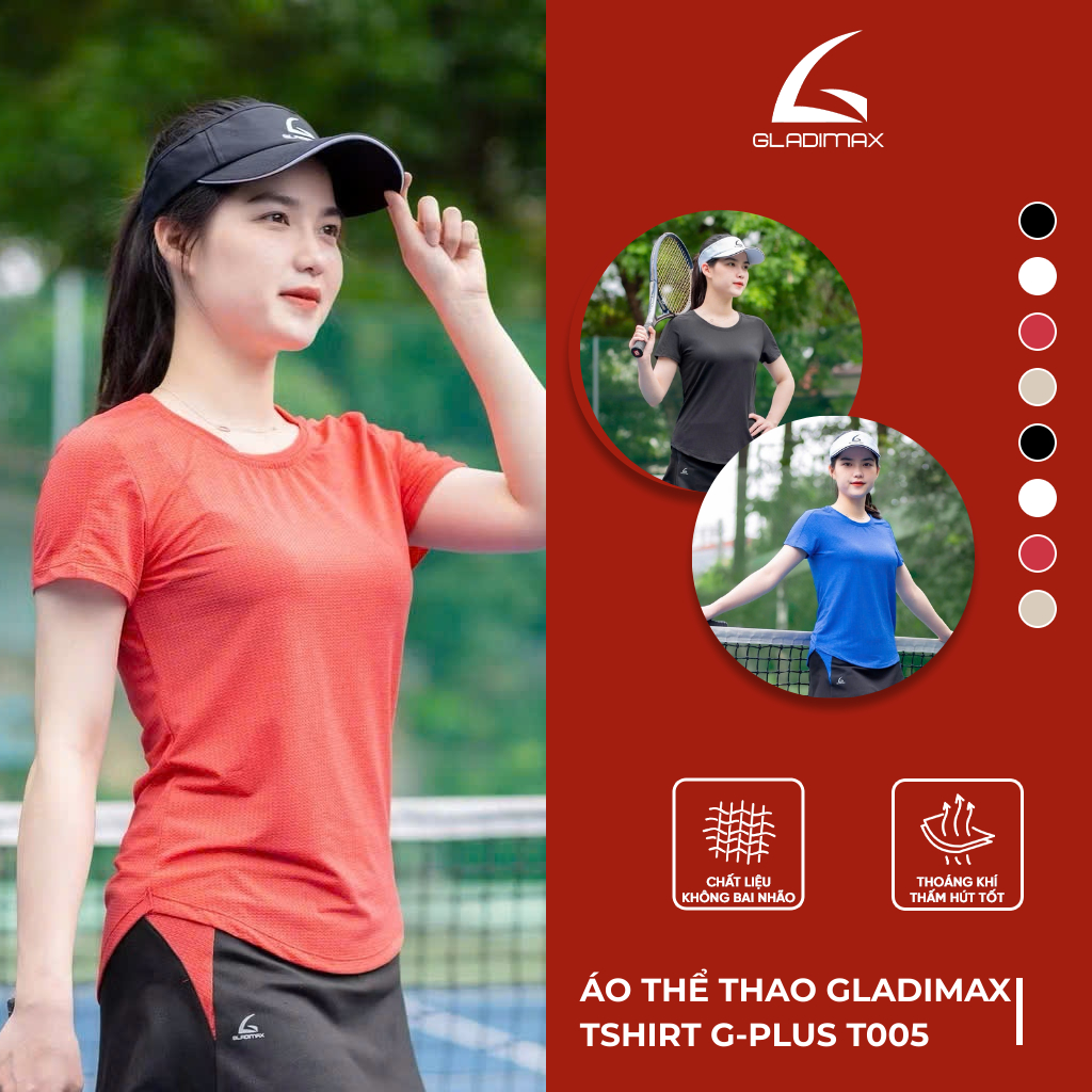 Áo Thể Thao Gladimax Tshirt G-Plus T005 Thời trang hottrend Gladimax, Áo Thun Thoáng Khí Thấm Hút