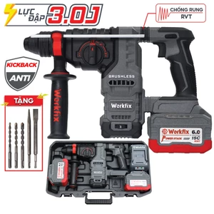 Máy Khoan Đục Bê Tông Workfix 3 Chức Năng, Máy Khoan Anti-Kickback WF-RH3003PRO Điều Chỉnh 6 Tốc Độ Hiệu Suất Cao