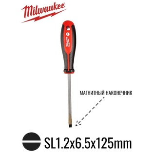 Tua vít dẹp Milwaukee SL 1.2x6.5x125 4932471781, bám ốc chắc tăng lực xoắn, thép hợp kim bền bỉ
