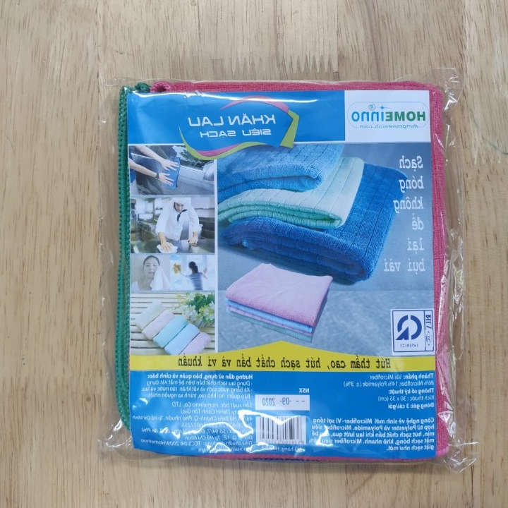 [HỎA TỐC] Combo 3 Khăn Lau Đa Năng Microfiber Homeinno Siêu Bền Siêu Sạch 30x35cm, Lau Bàn Ghế, Lau Kính, Không Ra Lông