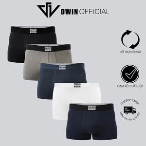 Combo 5 quần lót nam in nổi DWIN sịp đùi kháng khuẩn cao cấp boxer vải thun lạnh co dãn 4 chiều 2.0 SP03A