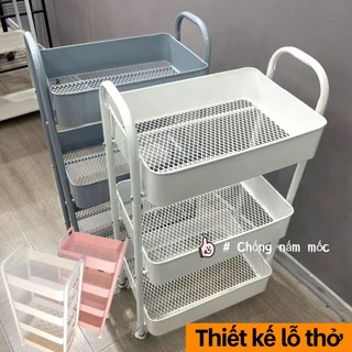 Kệ sắt (hàng tốt) để đồ bỉm sữa, Xe Đẩy Spa lưới thép có bánh xe xe đẩy hàng bánh xoay 360 độ