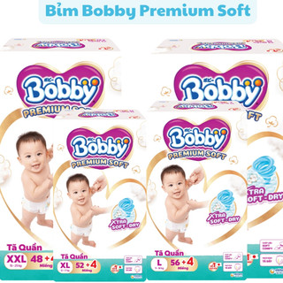 Tã Bỉm Quần Bobby Premium Soft Cộng Miếng Phiên Bản Cải Tiến Thế Hệ Mới Thấm hút tốt hơn Size M60/L52/XL46/XXL42