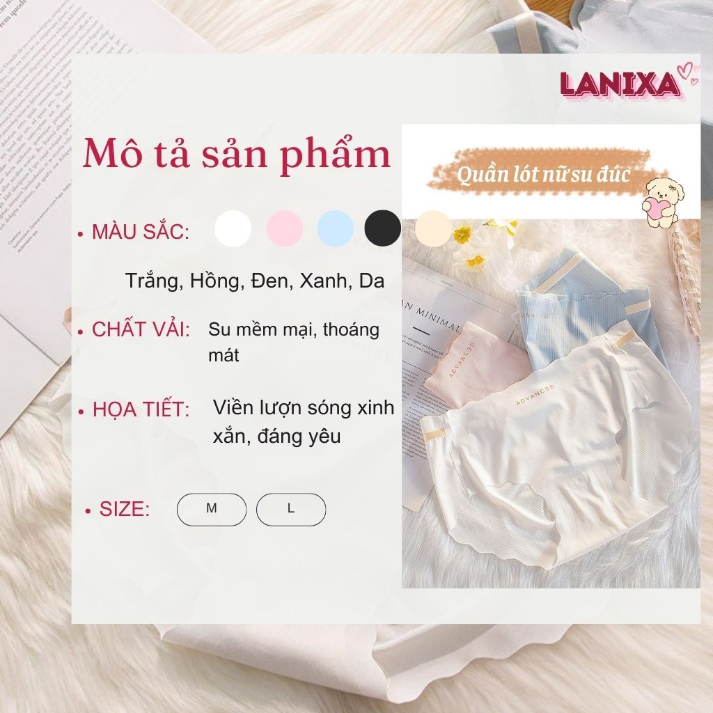 Quần lót nữ su mềm mịn thoáng mát cạp vừa ôm mông tôn dáng sexy viền lượn sóng xinh xắn LANIXA L8368