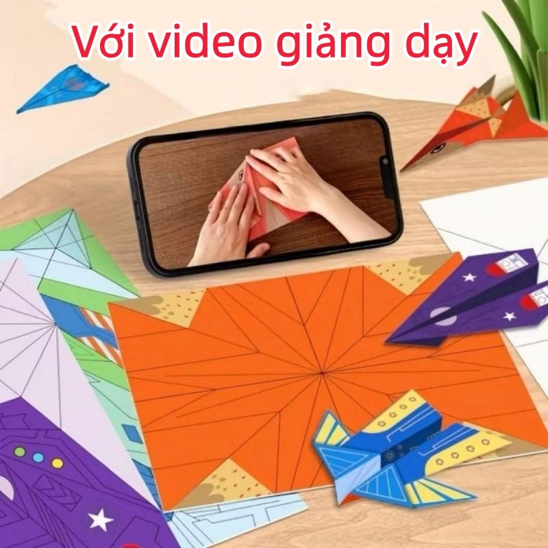 Creative Origami DIY Kit,Đầy màu sắc Handmade Origami Art Learning Set,Phim hoạt hình Giấy đa năng Đồ chơi máy bay giấy